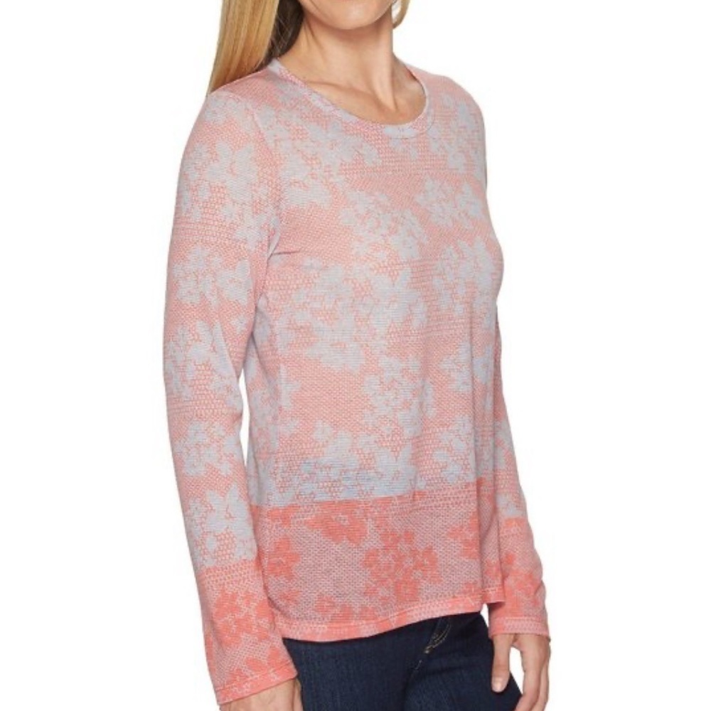 Prana Women’s Grey Coral Long Sleeve Francie Top, size large